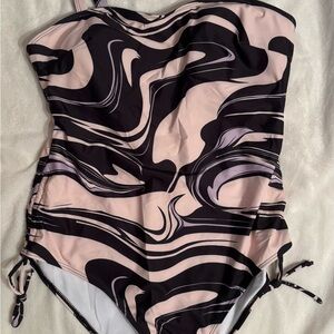 Stylish Pink and Black Kids One Piece Swimsuit